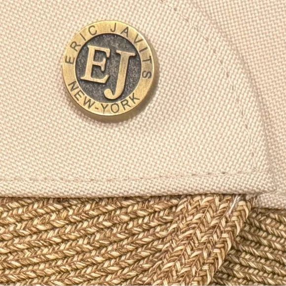 Eric Javits  Squishee HALO Tan and Cream Wide Brim Visor $325 - Picture 8 of 9